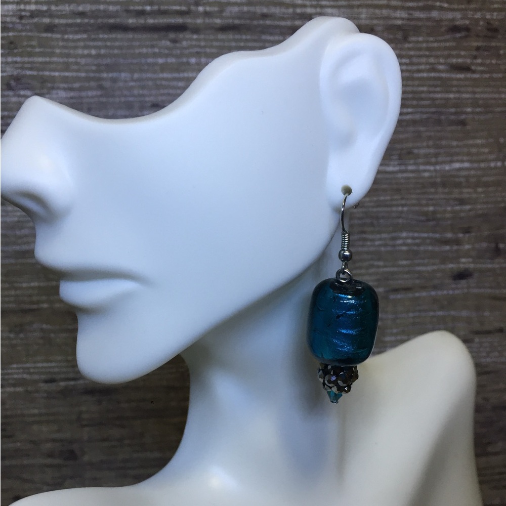 Blue Murano glass handmade earrings.